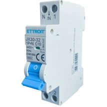 Ettroit - disyuntor para carril din 1 módulo 1P+N 240V curva c 6KA 10A