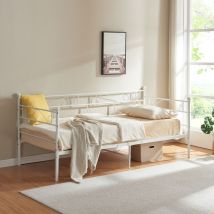 [en.casa] - Divan en Acier Canapé Lit Simple en Métal 209 x 96,5 x 100 cm Blanc