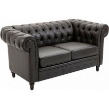 Benzoni - Divano 2 Posti 160x84x80 cm in Similpelle Marrone Scuro
