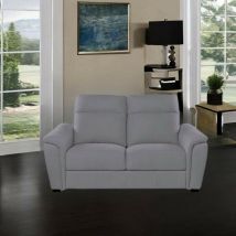 Toscohome - Divano 2 posti con poggiatesta regolabili con rivestimento in tessuto colore grigio - Gonzaga