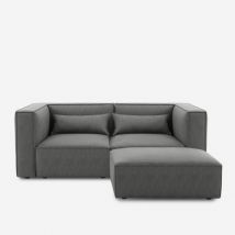 Modus Sofà - Divano 2 posti modulare componibile moderno in tessuto con pouf Solv