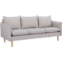 Homeness - Divano 3 da interno in tessuto e legno con cuscini removibili Spring Place - Beige