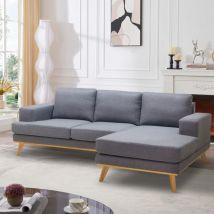 Modus Sofà - Divano 3 posti angolare scandinavo penisola in tessuto grigio Miles