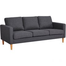 Homeness - Divano 3 posti da interno in tessuto con struttura in legno Extra Life - DarkGrey