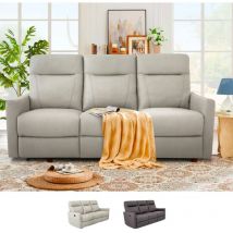 Le Roi Du Relax - Divano 3 posti relax reclinabile manuale similpelle moderno grigio Kiros Colore: Grigio