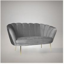 Divano a conchiglia due posti Orel velluto grigio 135x76.5x75h