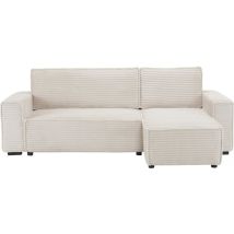 Divano Angolare In Velluto A Coste "opera" - 3 Posti - Beige