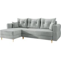 Arredamento1 - Divano angolare Memphis A102, Manila 14, Funzione di sonno, Scatola da letto, 238x138x85cm, 0
