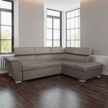 Toscohome - Divano con penisola destra e funzione letto colore taupè - London Style