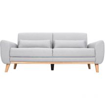 Miliboo - Divano design 3 posti tessuto grigio chiaro piedi in quercia ektor