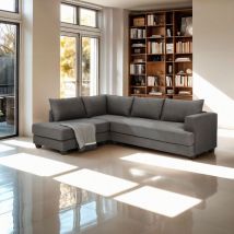 Modus Sofà - Divano design angolare 3 posti moderno in tessuto grigio Alhena