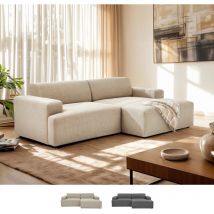 Modus Sofà - Divano design moderno 3 posti con chaise longue destra in tessuto Toliman Colore: Beige