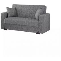 Divano letto 'mali' 2 posti con cassettone in tessuto grigio, 152x74x83 cm