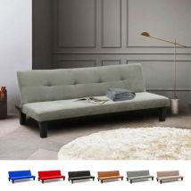 Modus Sofà - Divano letto 2 posti microfibra con piedini Onice per casa e sale d'attesa pronto letto Colore: Grigio