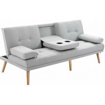 Benzoni - Divano Letto 3 Posti 181x77x72 cm in Tessuto Grigio