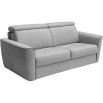 Vente-unique - Divano letto 3 posti a ribalta in Tessuto Grigio letto 140 cm materasso 22 cm - flutari