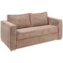 Vente-unique - Divano letto 3 posti a ribalta Posto letto 140 cm Materasso 14 cm in Velluto a coste Tortora - loreto