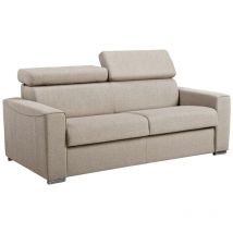 Divano letto 3 posti ribalta memory foam - Letto: 140cm Materasso: 16cm Tessuto Beige - VIZIR