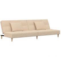 Devenirriche - vidaXL Divano Letto a 2 Posti con 2 Cuscini Crema in Tessuto