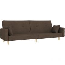 Divano Letto a 2 Posti con 2 Cuscini Tortora in Tessuto vidaXL