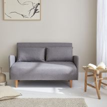 Sweeek - Divanetto letto clic clac 2 posti in tessuto, gambe in legno