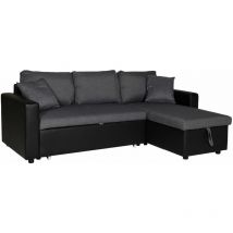 Happy Garden - clark Divano letto angolare a 3 posti grigio e nero