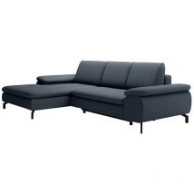 Vente-unique - Divano letto angolo a sinistra in Tessuto testurizzato Blu - archibald