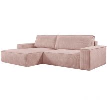Vente-unique - Divano letto angolo a sinistra in Velluto a coste Rosa cipria - amelia