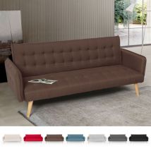Modus Sofà - Divano letto clic clac 3 posti in tessuto reclinabile design nordico Malibu Colore: Marrone