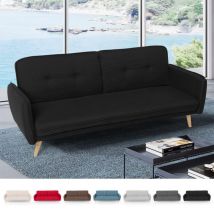 Modus Sofà - Divano letto clic clac 3 posti reclinabile design nordico in tessuto Merida Colore: Nero