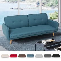Modus Sofà - Divano letto clic clac 3 posti reclinabile design nordico in tessuto Merida Colore: Blu