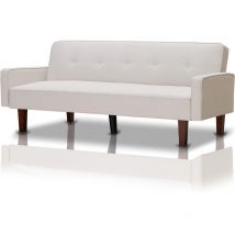 Shally Dogan - Divano Letto Clik Clak a 3 Posti con Schienale Reclinabile Convertibile Bianco