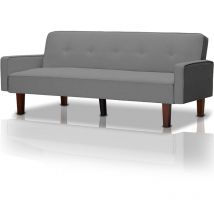 Shally Dogan - Divano Letto Clik Clak a 3 Posti con Schienale Reclinabile Convertibile Grigio