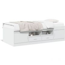Divano Letto con Cassetti Bianco 75x190 cm in Legno Multistrato
