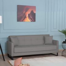 Tezeta - Divano funzione letto e contenitore Legen 3 Posti in vellutino grigio 210x85x87H