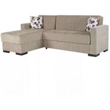 Divano letto 'merlin' con cassettone e penisola reversibile beige, 227x175x77 cm