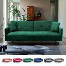 Modus Sofà - Divano letto moderno 3 posti design clic clac in tessuto velluto Villolus Colore: Verde