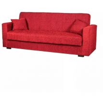 Divano letto 'nora' 3 posti in tessuto rosso, 212x80x87 cm