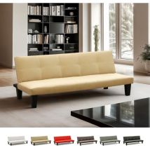 Modus Sofà - Divano letto pronto letto 3 posti in similpelle economico Topazio Colore: Beige