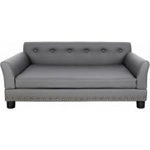 Divano per Cani Lusso Grande Media Poltrona per cane in Pelle microfibra Traspirante Impermeabile Rialzato Sedia per cani - l Grigio 96x70x40cm
