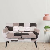 Compralo - Divano Salone Tessuto Patchwork Cuscini Marte 2 Posti Ufficio Albergo Patchwork Grigio - Patchwork Grigio