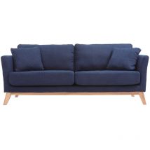 Miliboo - Divano scandinavo 3 posti blu scuro piedi legno oslo