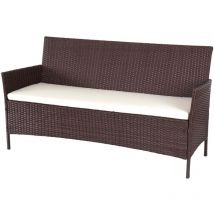 Divano sofa esterno giardino 3 posti Halden 154cm polyrattan marrone con cuscino avorio