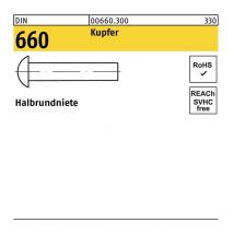 Halbrundniete din 660 2 x 6 Kupfer