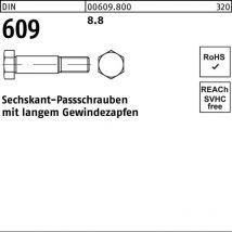 Sechskantpassschraube DIN 609 m.langem Gewindezapfen M 12 x 55 8.8