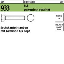 Fontana - Sechskantschraube Din 933 Vg M 8 X 100 8.8 Galvanisch Verzinkt