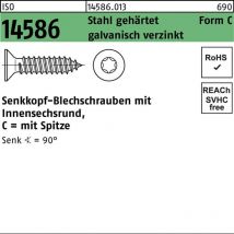 ISO 14586 Form CE Senkkopf-Blechschraube VG 6,3x22 Stahl galvanisch verzinkt m. Spitze T30 500 Stk