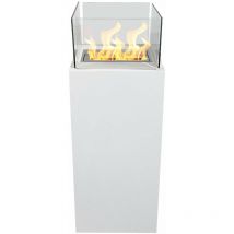 Divina Fire - Camino a bioetanolo da terra per interno esterno Ischia Bianco 40x40x115