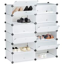 Yongqing - Meuble à Chaussures en Plastique avec 12 Compartiments Rangement diy 91x36x105cm (LxPxH)