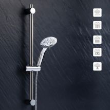 Kit de ducha DK HOME – Alcachofa cromada – Barra de ducha 60 cm – Acero inoxidable – Instalación sencilla